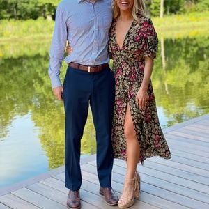 Reformation Full Length Ruffled Wrap Dress Cerisa